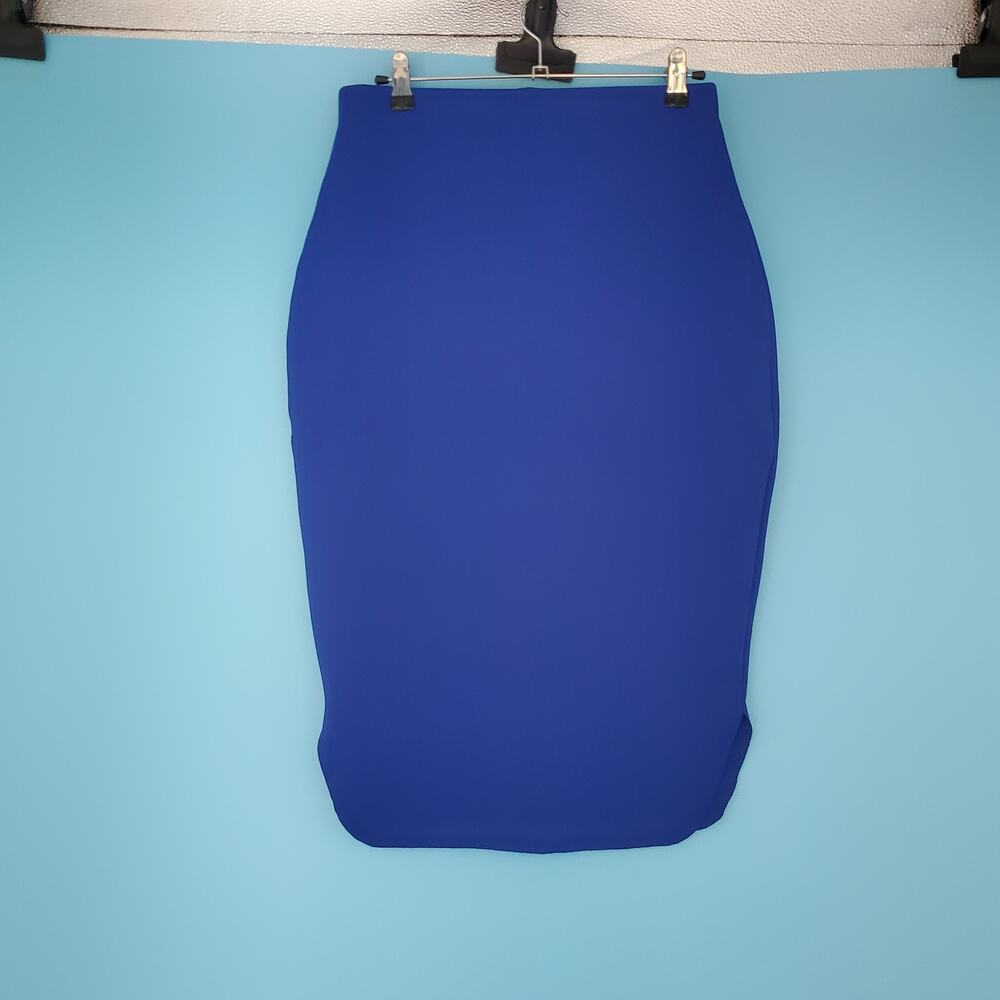 NEW the fifth Skirt Size Large Midi Stretch Pencil Blue Elastic Waist